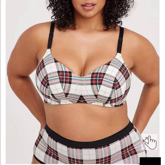 NWT Torrid Lightly Lined Wire Free Everyday Bra Microfiber Plaid - Picture 1 of 5